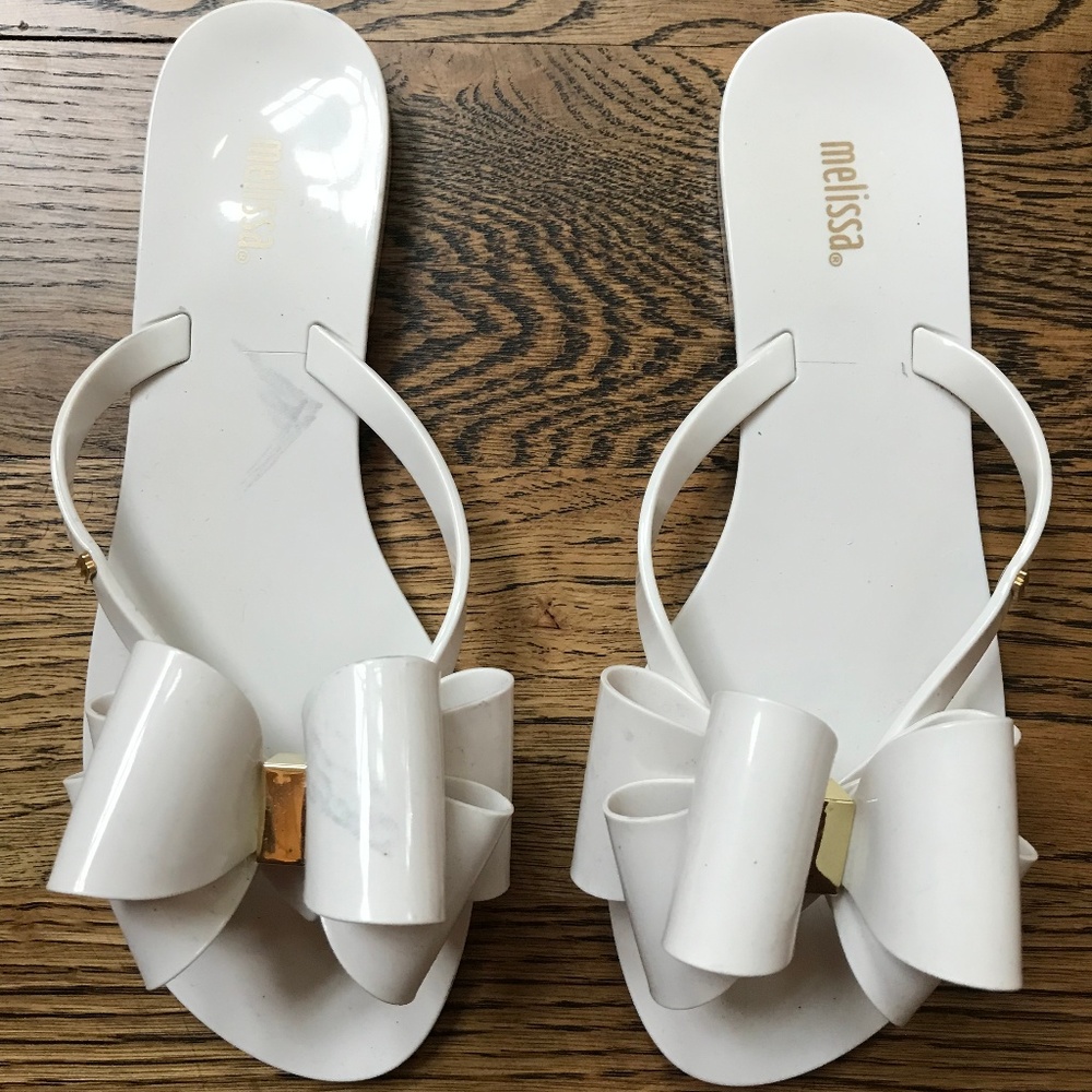 Melissa Women's Harmonic Twin Bow Flip Flops White